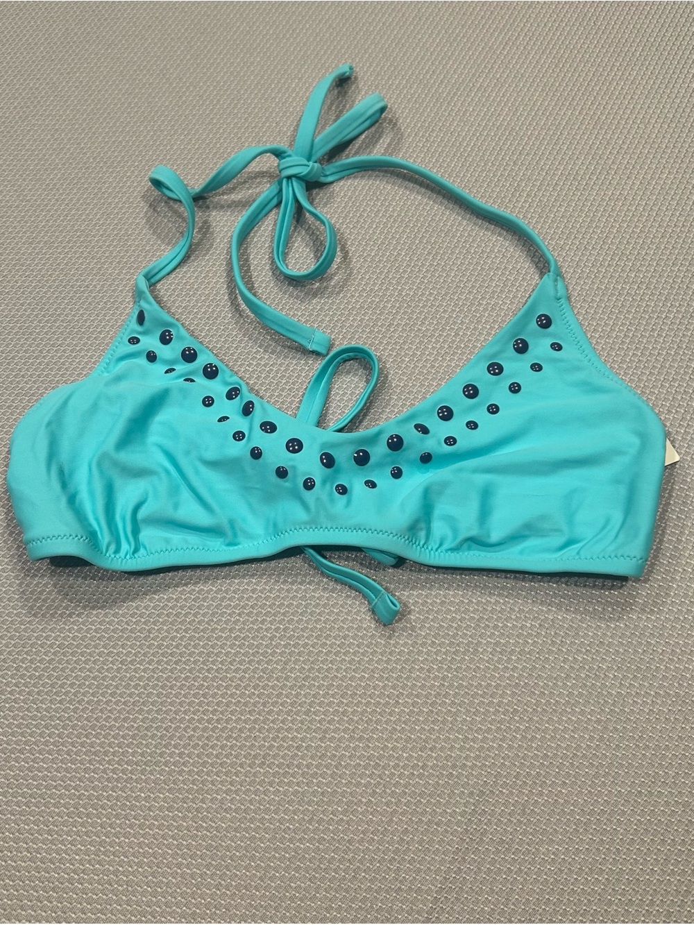 aerie Aqua Halter Bikini Top with Blue Stud Accents